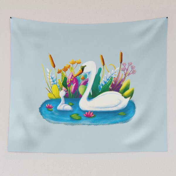 Item preview, Baby swan and mother. Digital drawing designed and sold by Jelena Slijepcevic.