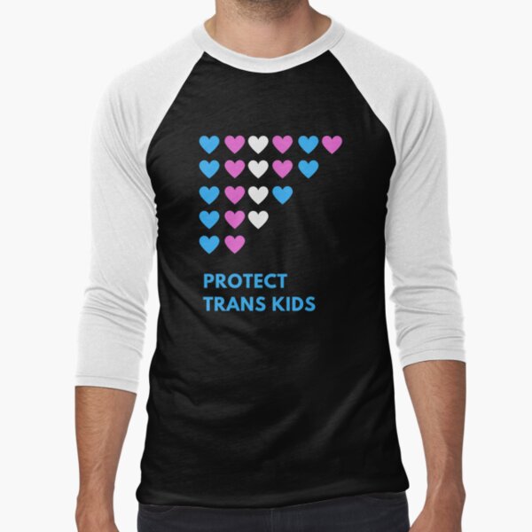 Protect Trans Kids- Hearts Baseball ¾ Sleeve T-Shirt