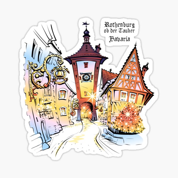 Color Rothenburg ob der Tauber, Bavaria Sticker
