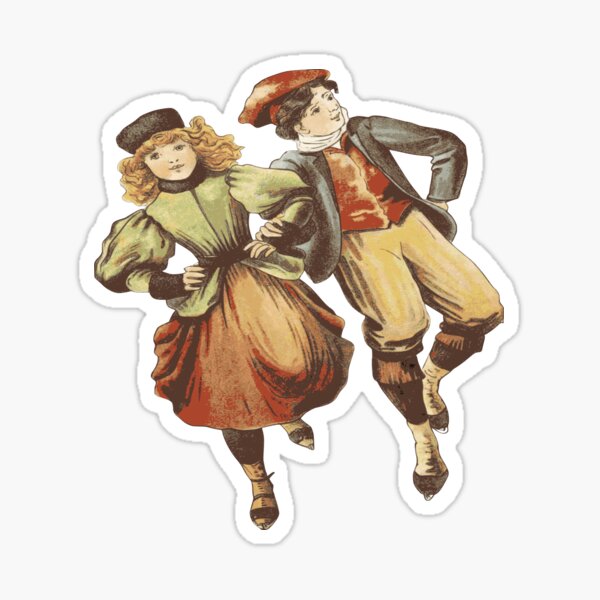 VINTAGE CHILDREN ICE SKATING Sticker