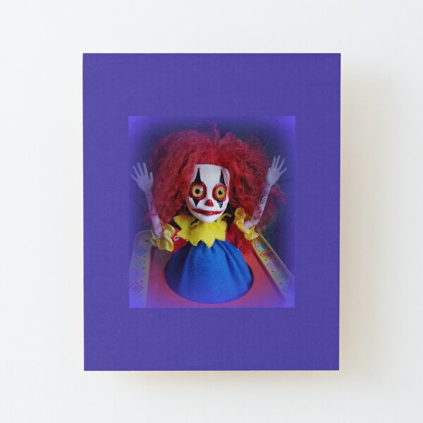 Jack In The Box Clown Horror Doll ~ Lady Scream Wood Mounted Print
