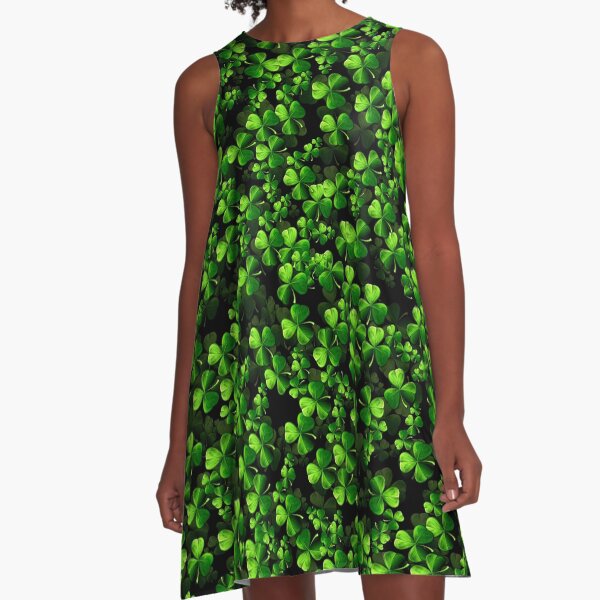 Patrick's Day Shamrock Clothes and Gifts Dark A-Line Dress