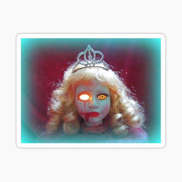 Beauty Queen Doll Head ~ Lady Scream Glossy Sticker