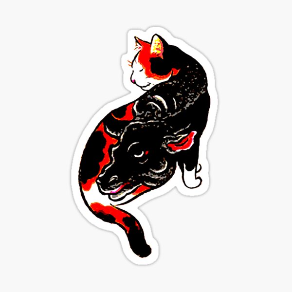 Item preview, Antique Japanese Woodblock Print Cat with Tattoos designed and sold by Epitome Girl.