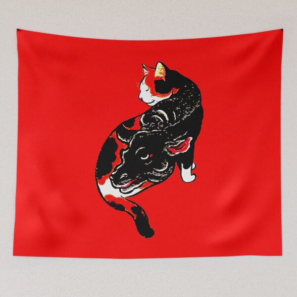 Item preview, Antique Japanese Woodblock Print Cat with Tattoos designed and sold by Epitome Girl.