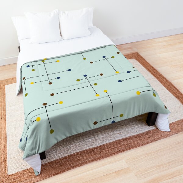 Mid Century Modern Lines and Dots Comforter