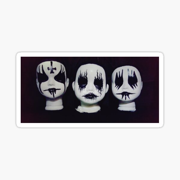 Corpse Paint Black Metal Doll Heads ~ Lady Scream Sticker