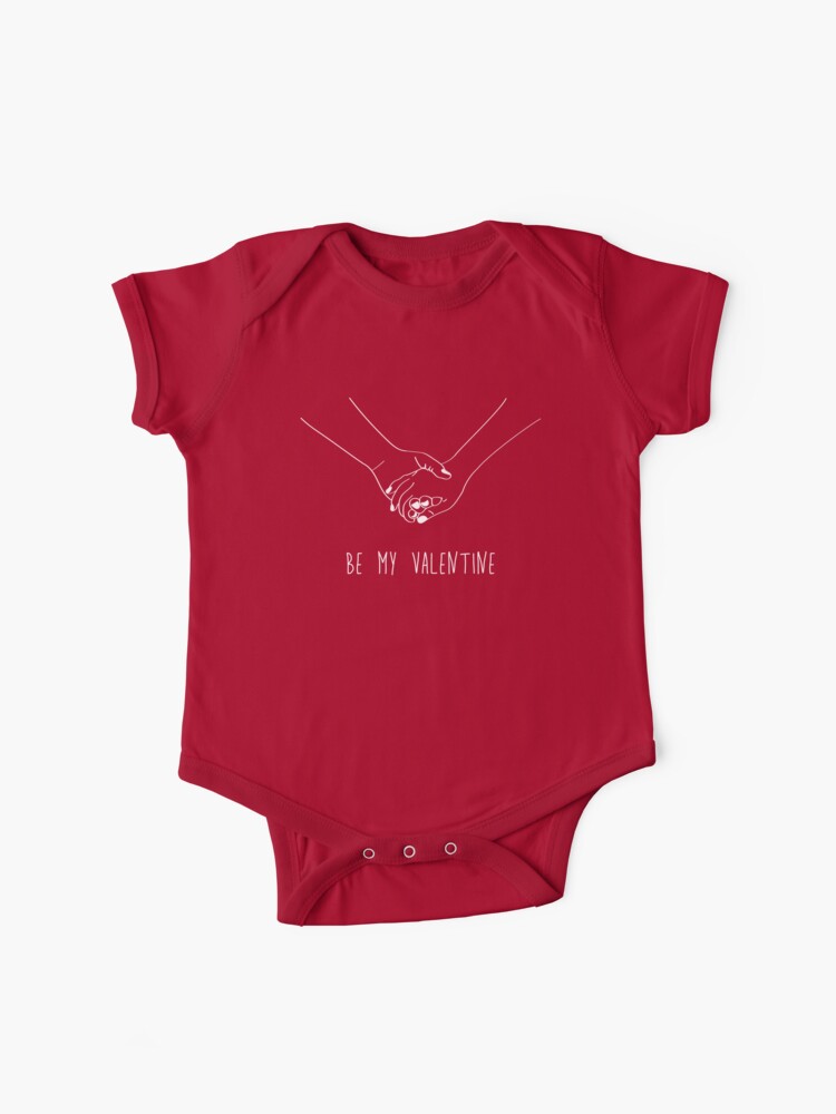 Holding hands - be my valentine quote (red/black) | Baby One-Piece