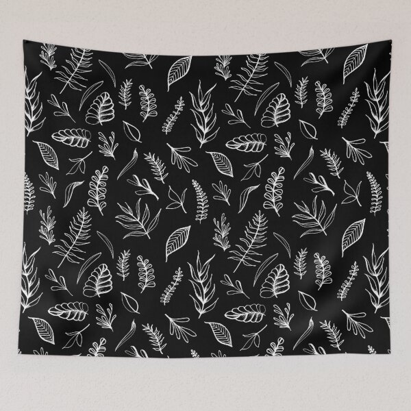 Item preview, Dancing Leaves - White on Black designed and sold by alexixela.