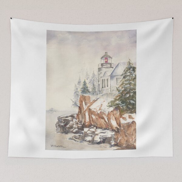 Item preview, "Holiday at Bass Harbor Head Lighthouse" designed and sold by thedocandcat.
