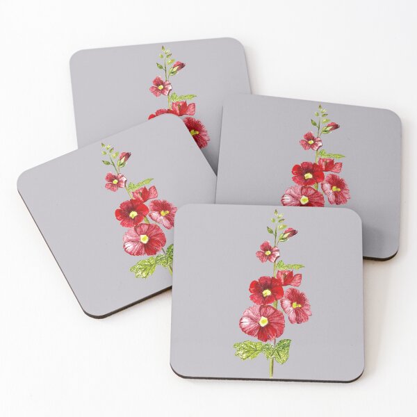 Item preview, Flower Red hollyhock with blooming bud designed and sold by Pragatee.