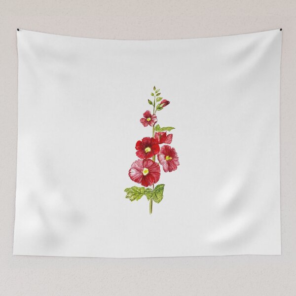 Item preview, Flower Red hollyhock with blooming bud designed and sold by Pragatee.