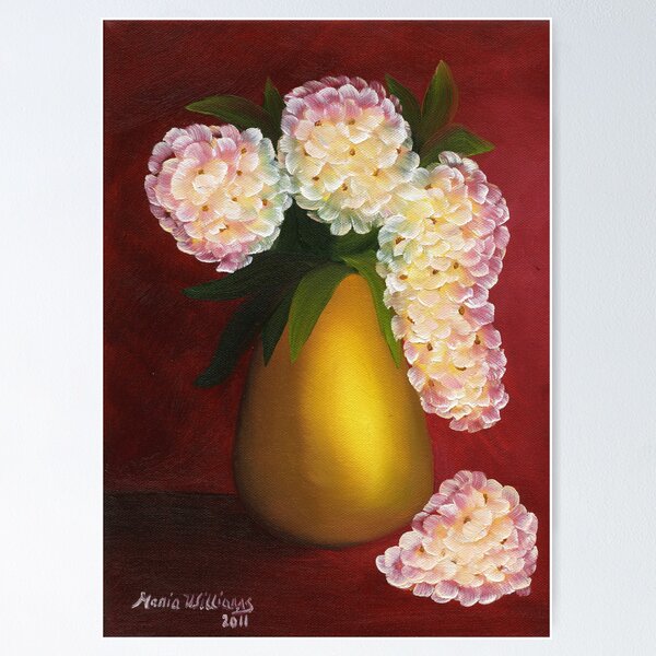 Item preview, White Hydrangeas in a Golden Vase designed and sold by Maria  Williams.