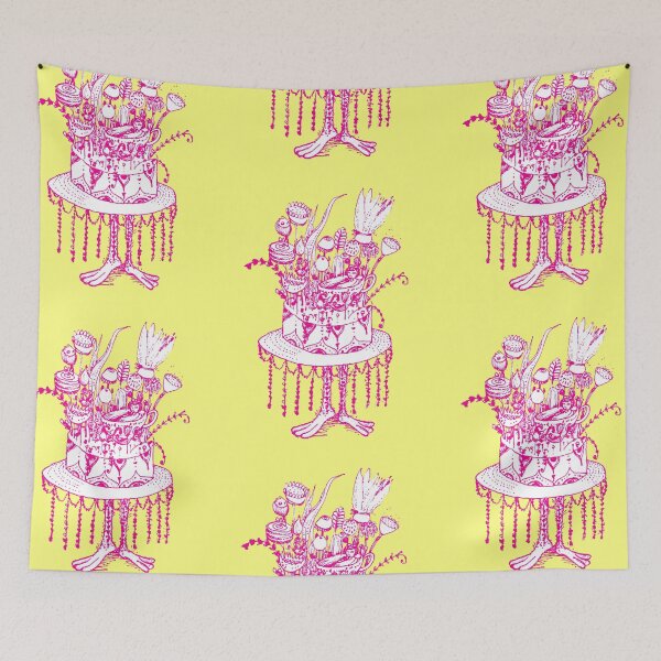Item preview, Girl chilling in flower garden tea cup cake with bunny feet and mad hatter, PINK, top, most sold, bestselling designed and sold by stbiii0.