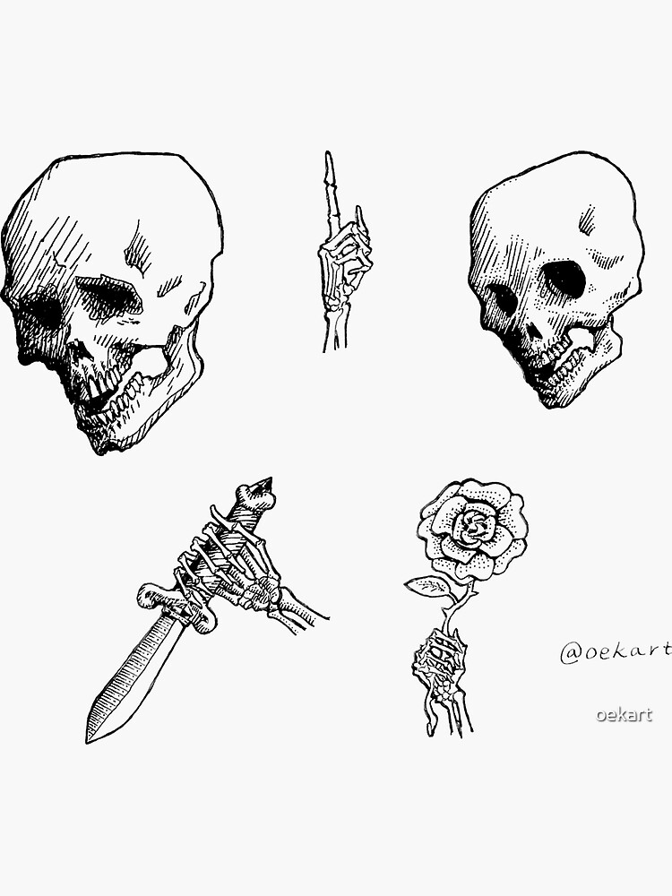 Thumbnail 3 of 3, Sticker, Skulls and Bony Hands designed and sold by oekart.