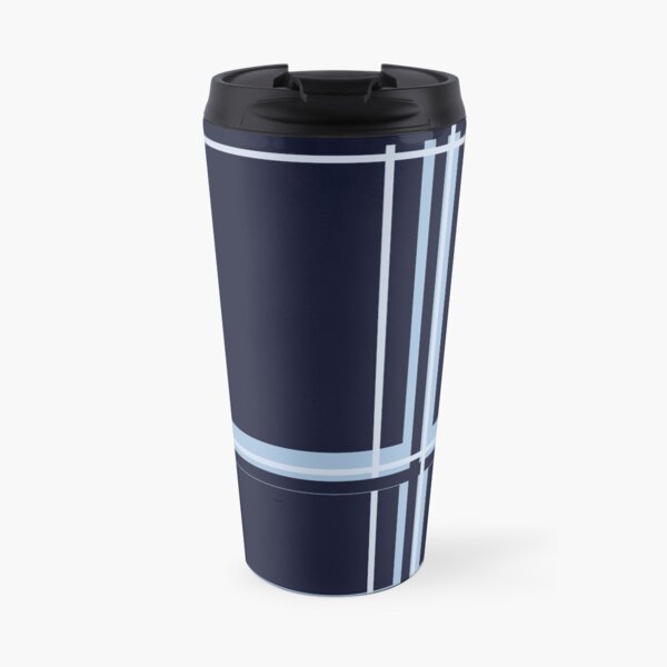 Monochromatic Plaid, Blue, by Courtney Hatcher Travel Mug