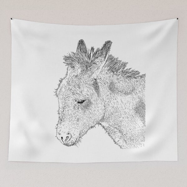 Item preview, donkey black and white drawing designed and sold by dnparker.
