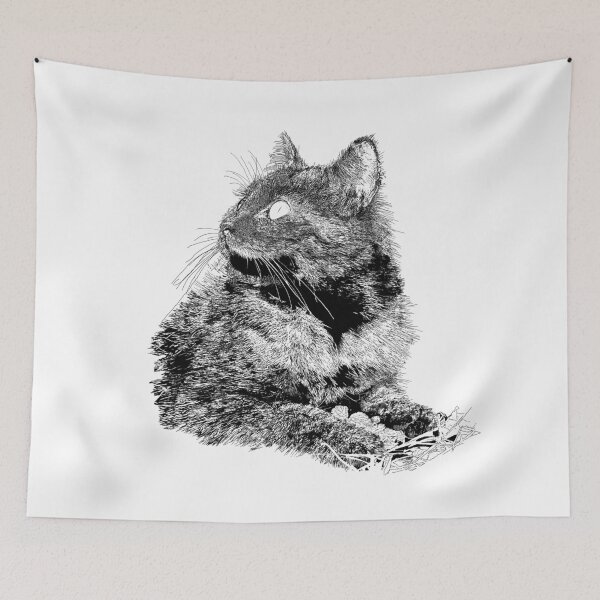 Item preview, Fluffy, black and white drawing designed and sold by dnparker.
