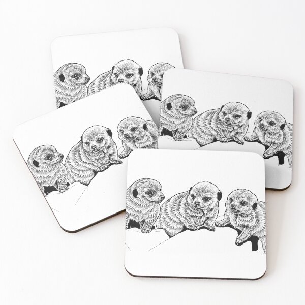 Item preview, Baby meercats - ink illustration designed and sold by LorenDowding.