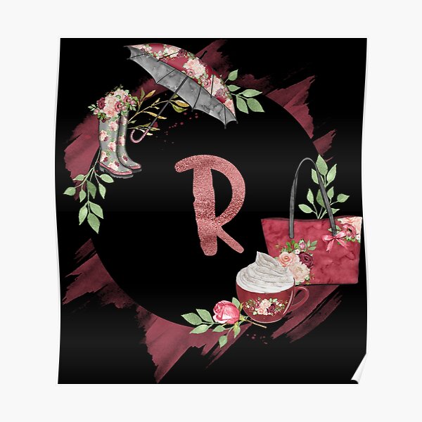 Póster «Pretty in Pink Monogram R - Alphabet Letter R - Black ...