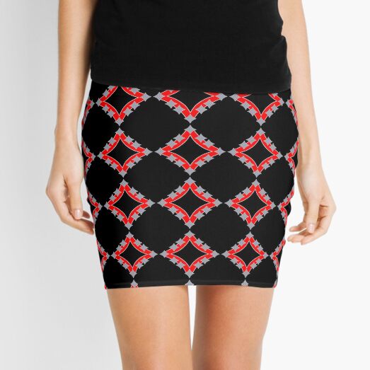 Dancing Silver 4-Point Stars Red Black Face Mini Skirt
