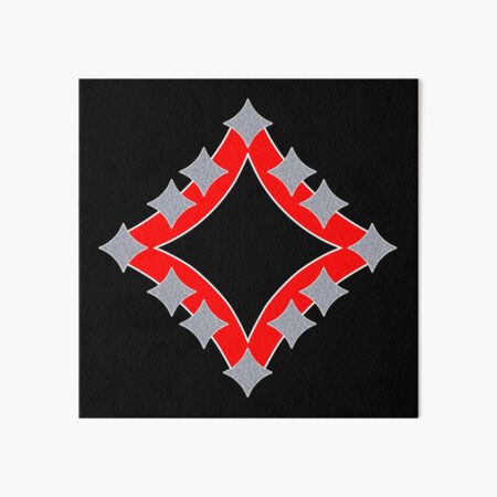 Dancing Silver 4-Point Stars Red Black Face Art Board Print