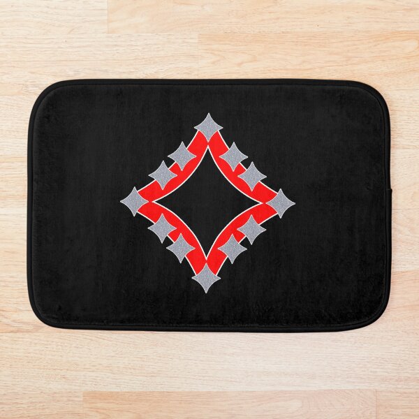 Dancing Silver 4-Point Stars Red Black Face Bath Mat