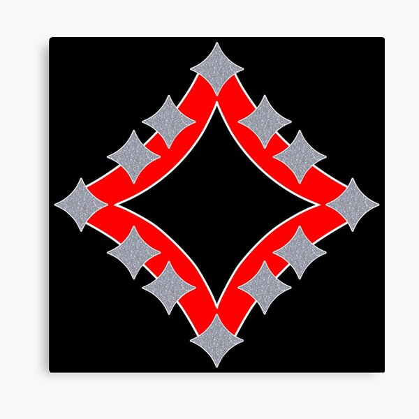 Dancing Silver 4-Point Stars Red Black Face Canvas Print