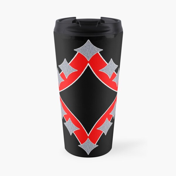 Dancing Silver 4-Point Stars Red Black Face Travel Mug
