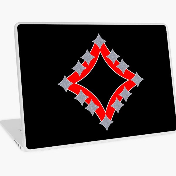 Dancing Silver 4-Point Stars Red Black Face Laptop Skin