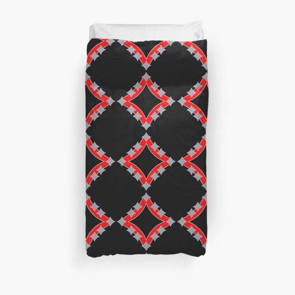 Dancing Silver 4-Point Stars Red Black Face Duvet Cover