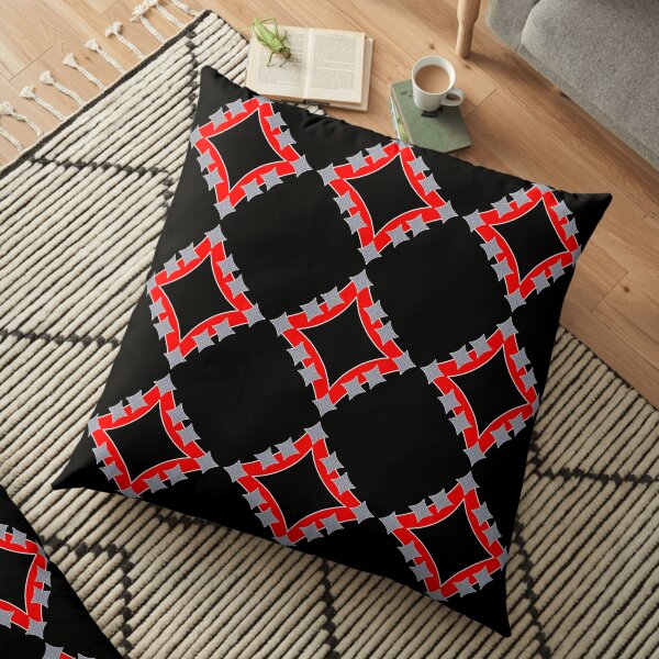 Dancing Silver 4-Point Stars Red Black Face Floor Pillow