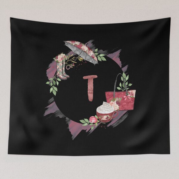 Item preview, Pretty in Pink Monogram T - Alphabet Letter T - Black Background designed and sold by MysticMagpie.