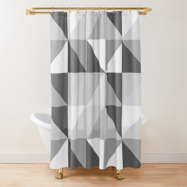 Modern Geometric Pastel Triangles in Grays Shower Curtain