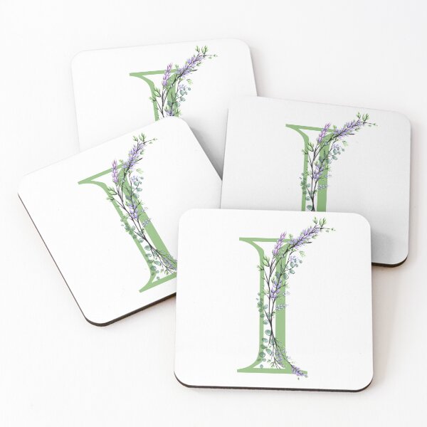 Item preview,  The letter “I” | romantic Eucalyptus and Lavender floral illustration | floral Monograms designed and sold by hollycooper.