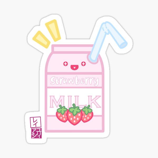 Kawaii Strawberry Milk Sticker