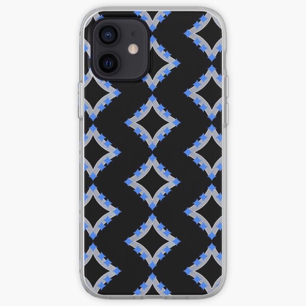 Dancing Blue 4-Point Stars Silver Black Face iPhone Soft Case