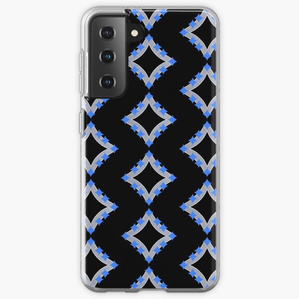 Dancing Blue 4-Point Stars Silver Black Face Samsung Galaxy Soft Case