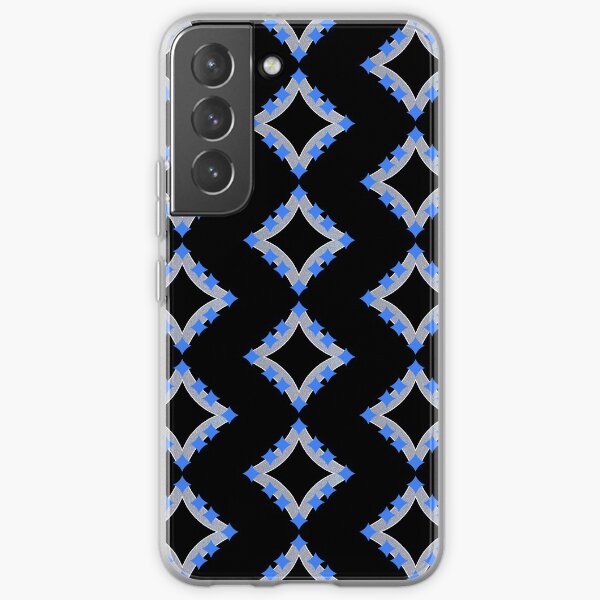 Dancing Blue 4-Point Stars Silver Black Face Samsung Galaxy Soft Case