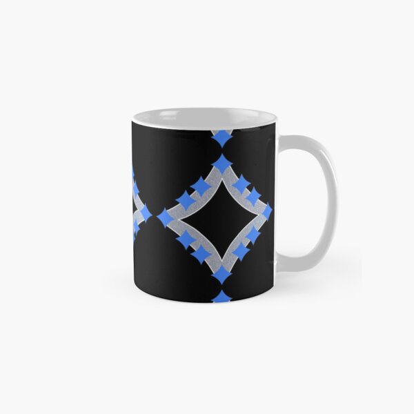 Dancing Blue 4-Point Stars Silver Black Face Classic Mug