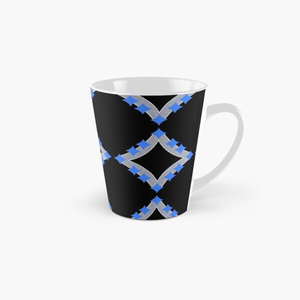 Dancing Blue 4-Point Stars Silver Black Face Tall Mug