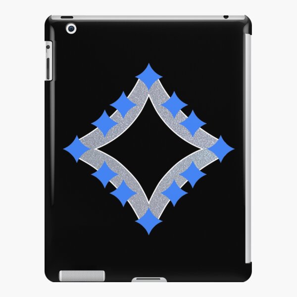 Dancing Blue 4-Point Stars Silver Black Face iPad Snap Case