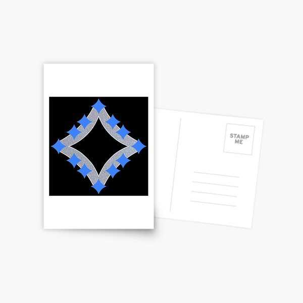 Dancing Blue 4-Point Stars Silver Black Face Postcard
