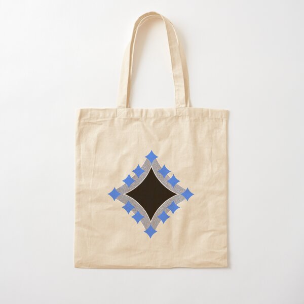 Dancing Blue 4-Point Stars Silver Black Face Cotton Tote Bag