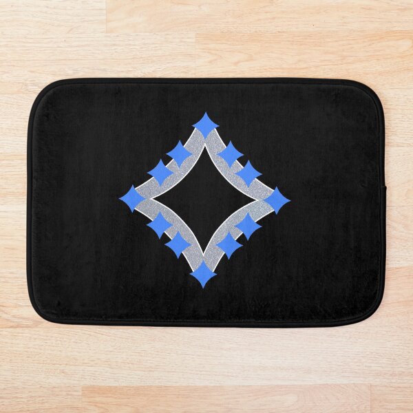 Dancing Blue 4-Point Stars Silver Black Face Bath Mat