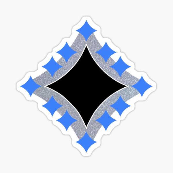 Dancing Blue 4-Point Stars Silver Black Face Sticker