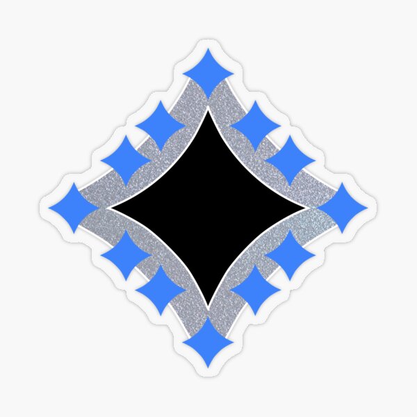 Dancing Blue 4-Point Stars Silver Black Face Transparent Sticker