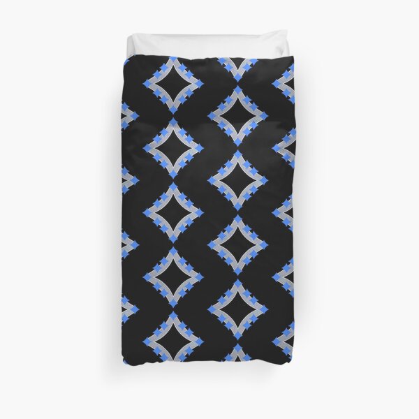 Dancing Blue 4-Point Stars Silver Black Face Duvet Cover