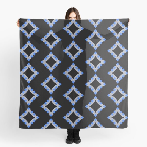 Dancing Blue 4-Point Stars Silver Black Face Scarf