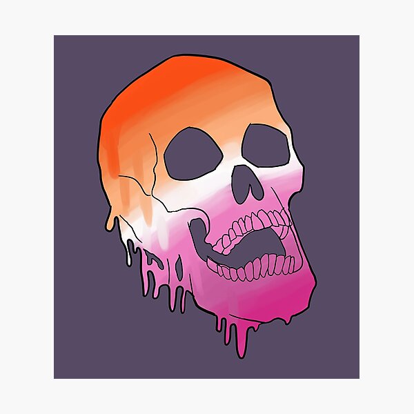Item preview, LGBT Pride Melting Skull - Lesbian Flag designed and sold by spitscribble.